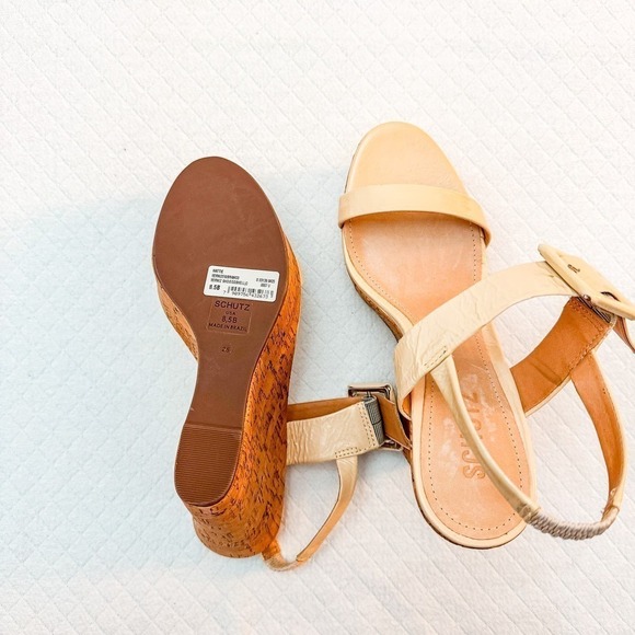 Schutz Hattie Cream Leather Platform Sandal NWOB Size 8.5 - Picture 5 of 7